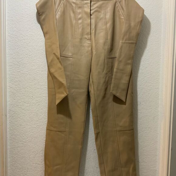 Jonathan Simkhai ‘Tessa’ leather trousers NWOT Faux Leather Pant in Camel - Picture 4 of 11